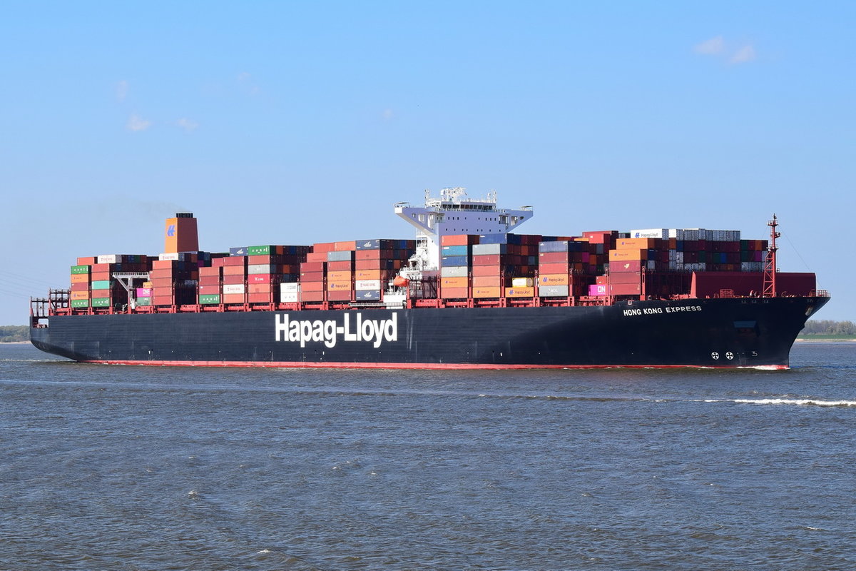 HONG KONG EXPRESS , Containerschiff , IMO 9501356 , Baujahr 2013 , 366.52 × 48.35m , 13169 TEU , 16.04.2019 , Grünendeich