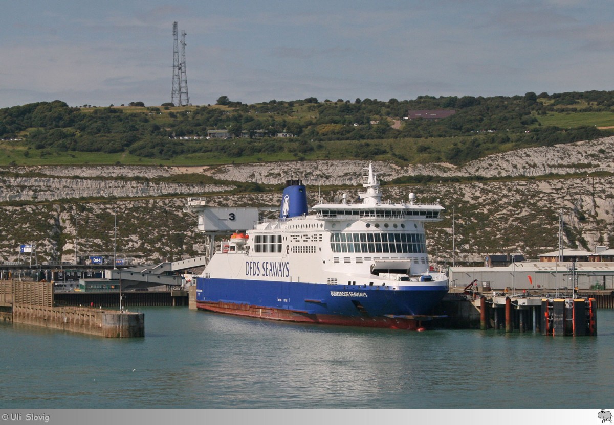 Im Hafen von Dover steht am 5. August 2014 die Fähre Dunkerque Seaways von DFDS Seaways.