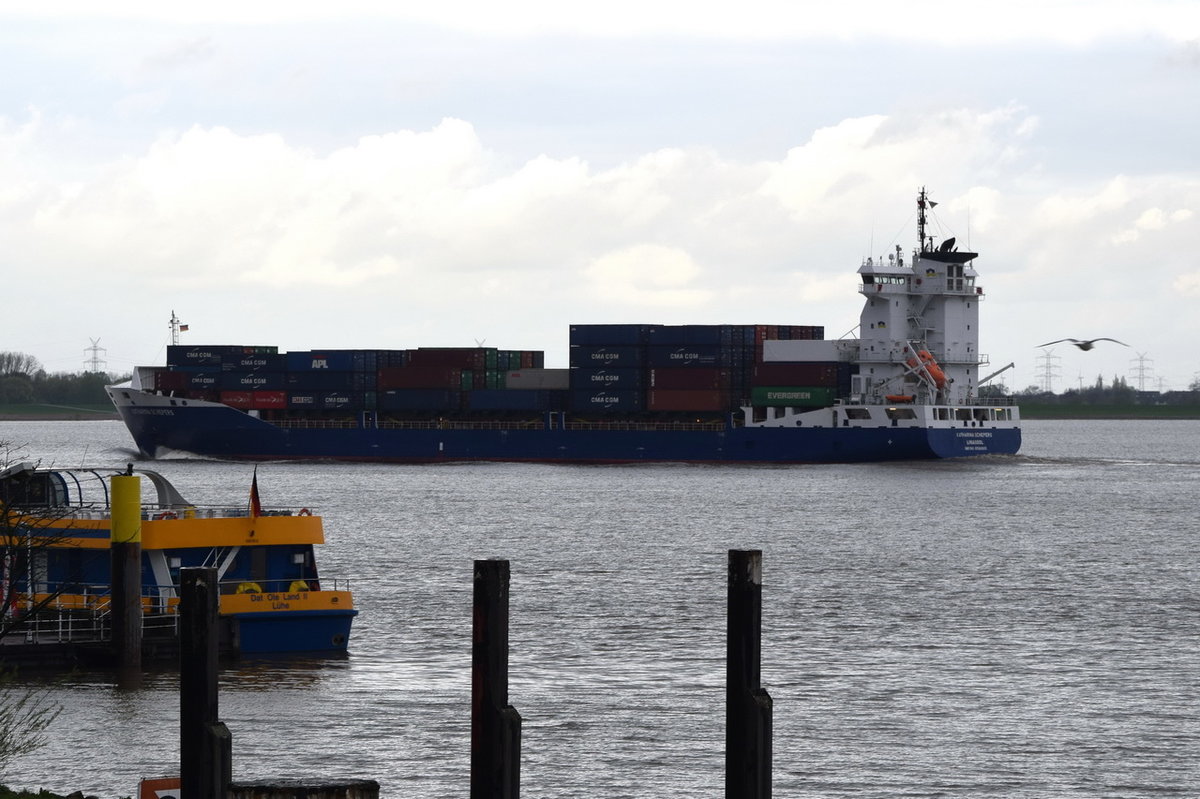 KATHARINA SCHEPERS , Feederschiff , IMO  9584865 , Baujahr 2006 , 1036 TEU  , 151,7 x 23,4m , 14.04.2017 Grünendeich