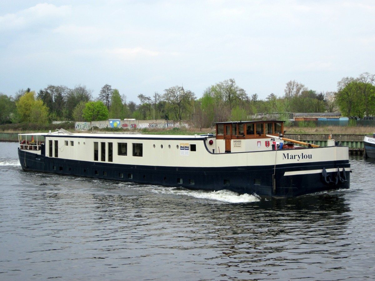 KFGS Marylou (04804080 , 38,5 x 5,07) am 07.04.2014 in Berlin-Spandau auf der Havel zu Tal.