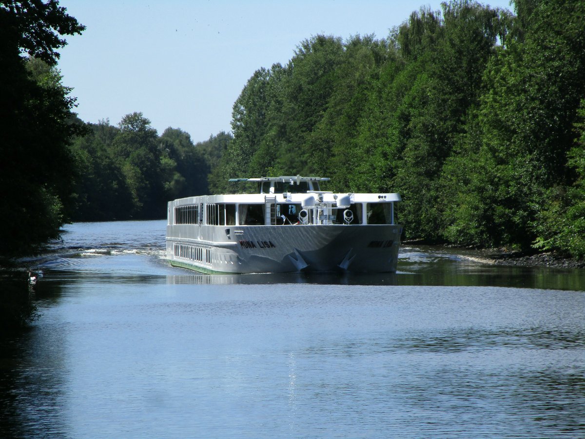 KFGS Mona Lisa (01822875 , 82 x 9,5m) am 24.07.2019 im Havelkanal (HvK) zu Berg bei Nieder-Neuendorf. 