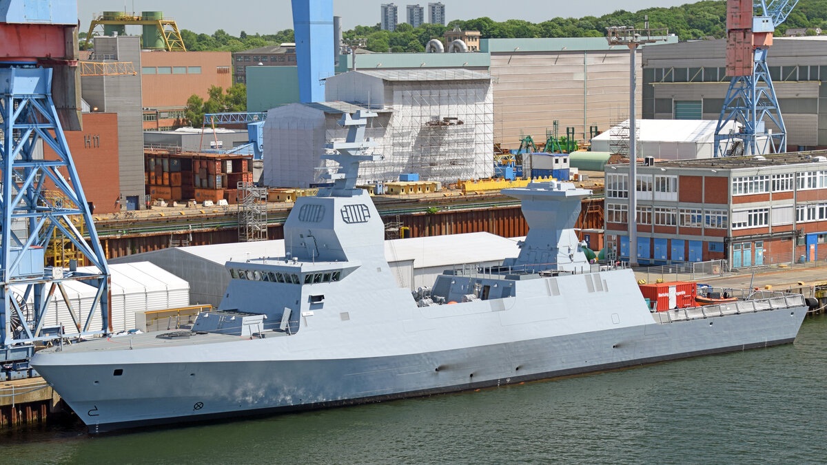 Korvette NITZACHON (deutscher Tarnname: STAR) am 17.07.2021 im Hafen von Kiel. Der Neubau, zur Sa'ar-6-Klasse gehörend, ist für Israel bestimmt.