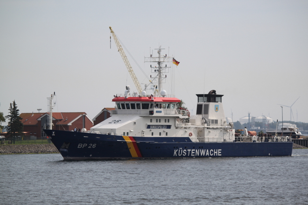 Küstenwachschiff BP 26 Eschwege am Mittag des 23.08.2019 in Warnemünde.