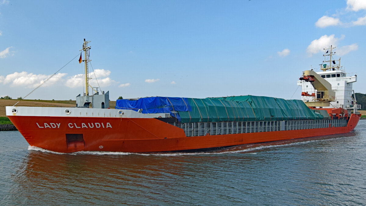 LADY CLAUDIA (IMO 9201798) am 24.07.2021 auf dem NOK (Nord-Ostsee-Kanal)