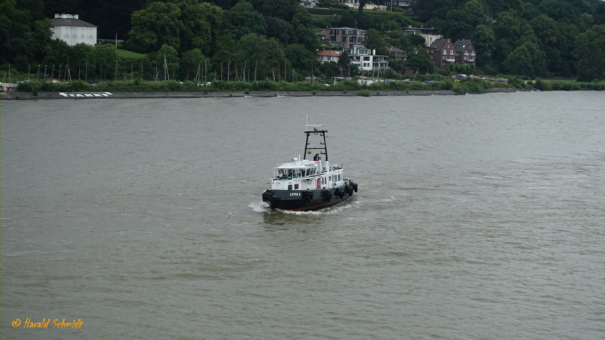 LOTSE 2  (H 3516) am 14.7.2019, Hamburg, Elbe Höhe Blankenese, hier wird der Lotse zu uns an Bord der CAP SAN DIEGO gebracht /

Lotsenversetzboot / BRZ 93 / Lüa 23 m, B 6,2m, Tg 1,9m / 13 kn / 1997 bei Grube, Oortkaten bei Hamburg / Eigner: Hafenlotsenbrüderschaft Hamburg, Betreiber: Hamburg Port Authority (HPA), Hamburg / Heimathafen: Hamburg /
