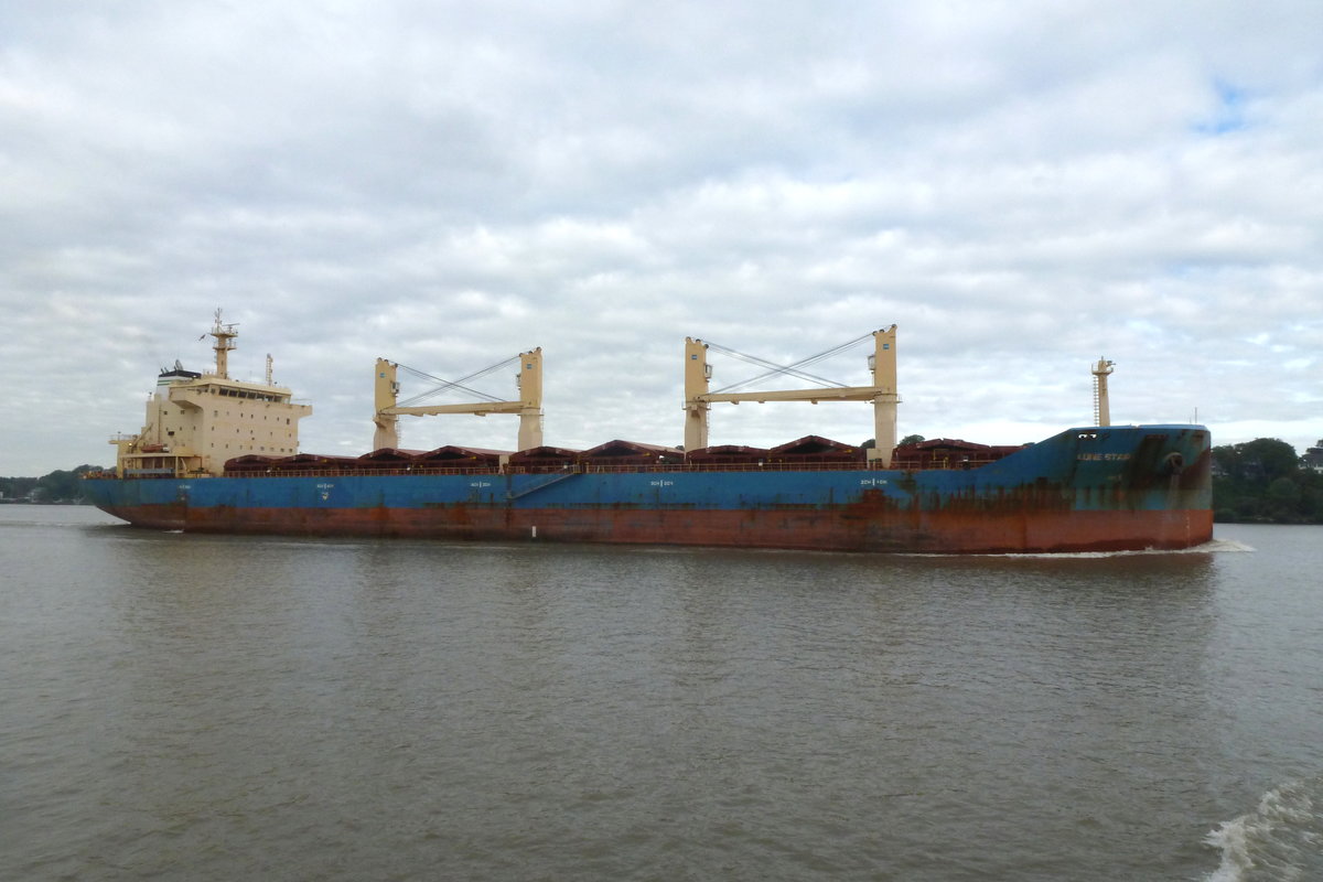 Massengutfrachter 'Lone Star', Flagge: Marshall-Inseln, Bj. 2012, auf der Elbe bei Finkenwerder am 10.10.2016.