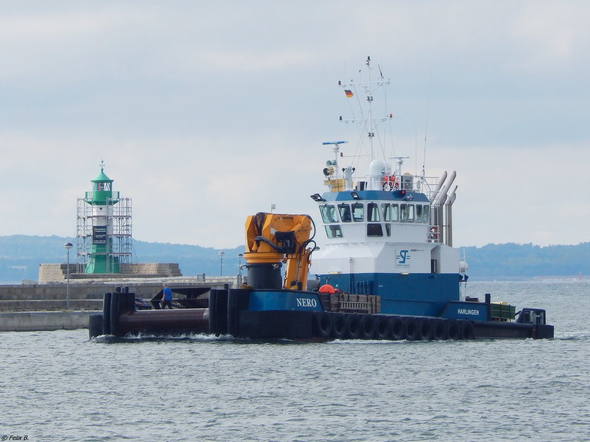 Mehrzweckschiff u.A. Schlepper; Bojentender  NERO  im Stadthafen Sassnitz am 02.09.2018