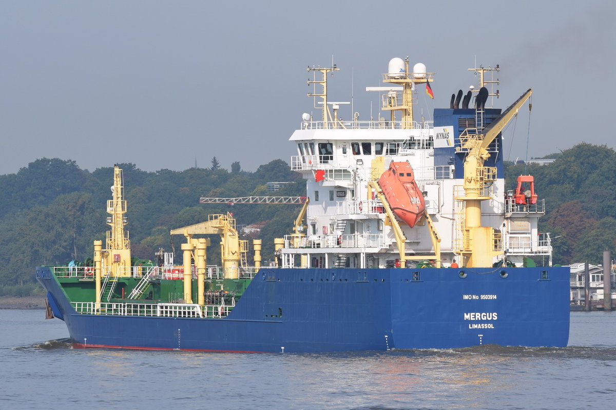 MERGUS , Asphalt/Bitumen Tanker , IMO 9503914 , Baujahr 2012 , 99.9 × 16m , Grünendeich 05.09.2017
