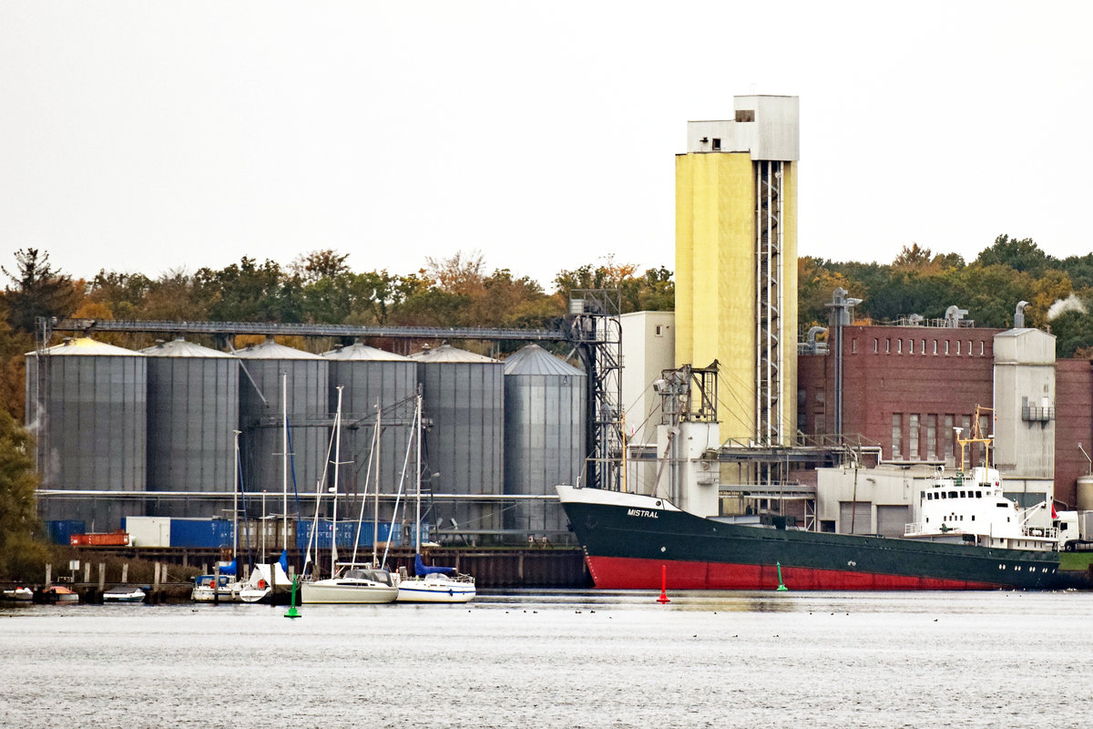 MISTRAL (IMO: 6617855) am 20.10.2020 bei  Nordgetreide  in Lübeck-Schlutup