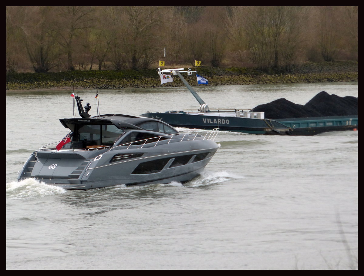 Motor Yacht  68  Februar 2017 auf dem Niederrhein in der Talfahrt.