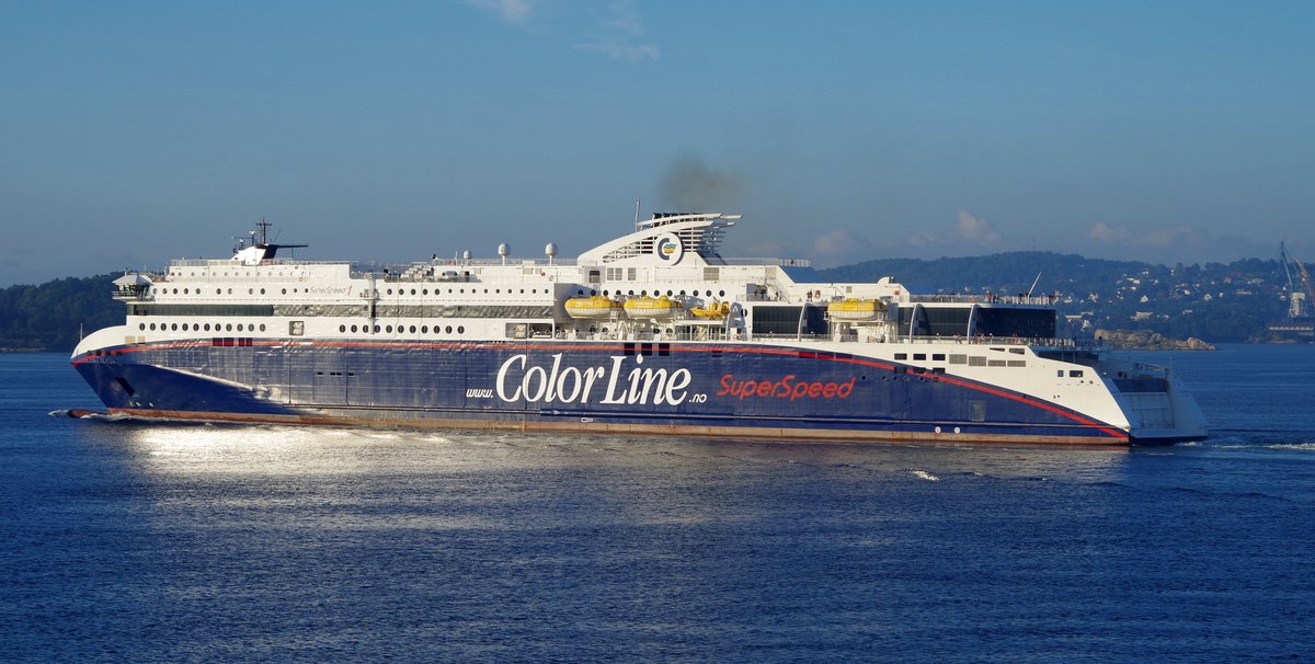 MS Superspeed 1, der COLOR LINE, auslaufend Kristiansand am 09.09.16