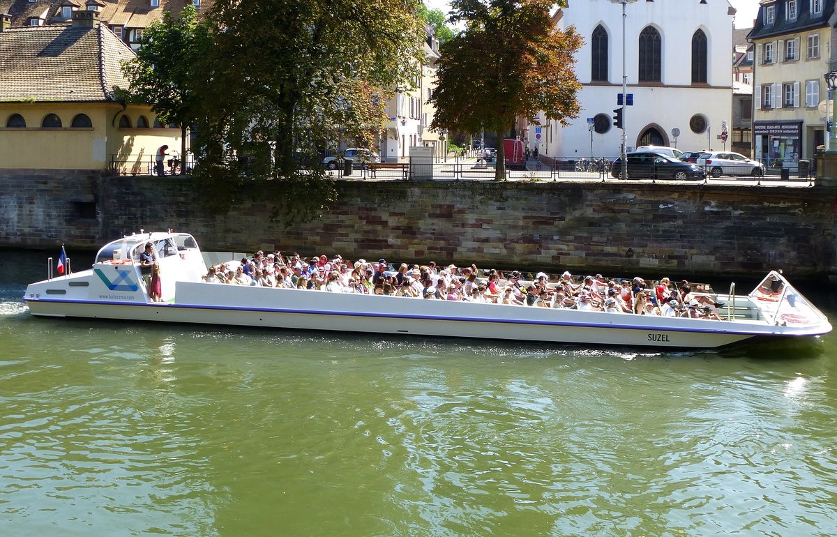 MS  Suzel , Ausflugsschiff auf der Ill in Straburg, Aug.2016