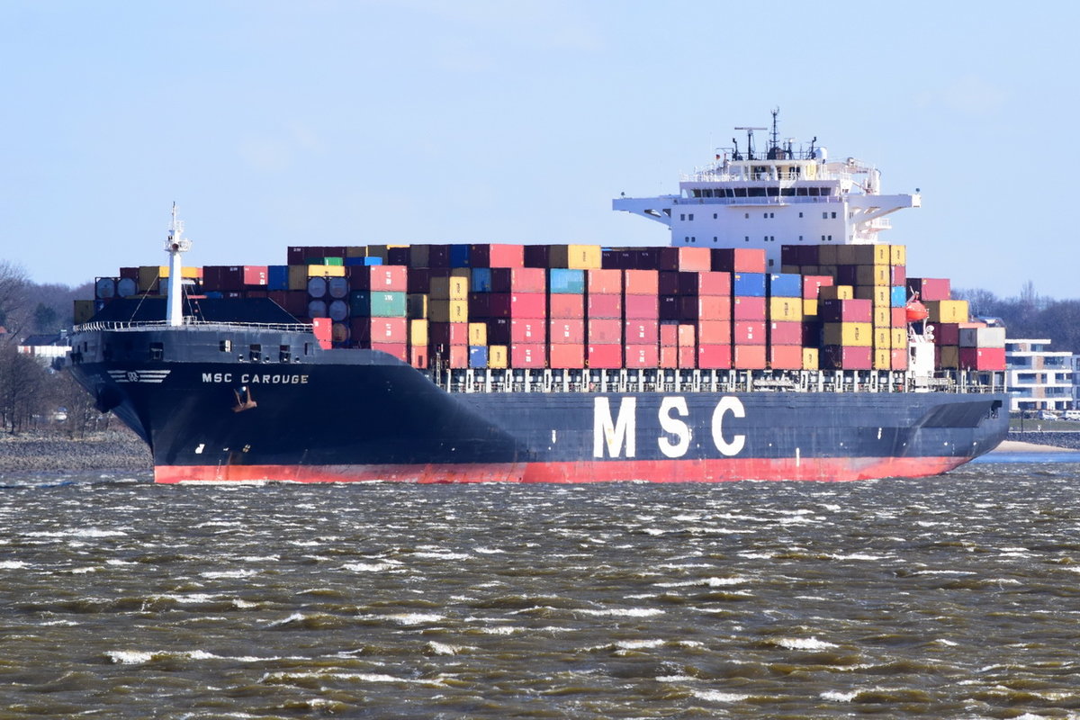 MSC CAROUGE , Containerschiff , IMO  9320441 , Baujahr 2007 , 282.96 × 39.97m , 4860 TEU , 17.03.2018  Grünendeich