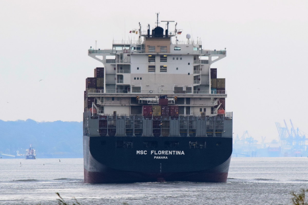 MSC FLORENTINA , Containerschiff , IMO 9251705 , Baujahr 2003 , 299.99 × 40m ,     6732 TEU , 30.10.2018 Grünendeich