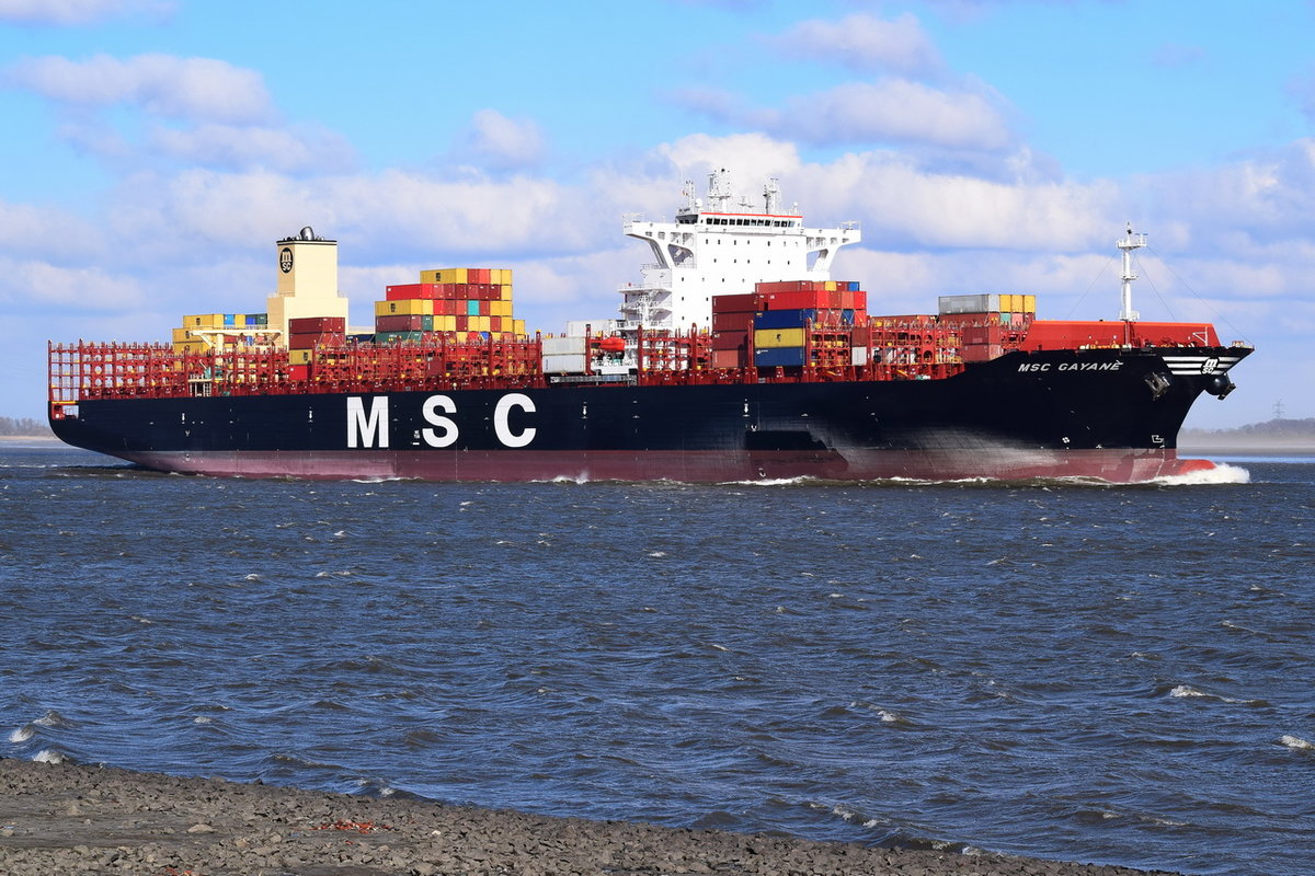 MSC GAYANE , Containerschiff , IMO 9770763 , Baujahr 2018 , 314.33 × 48.41m , 9962 TEU , 17.03,2018 Grünendeich