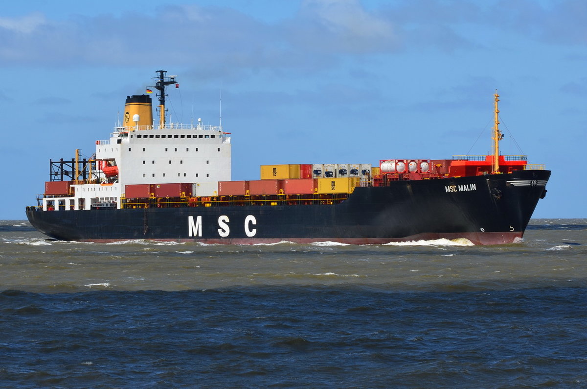 MSC Malin , Containerschiff , IMO 8201636 , Baujahr 1982 , 203.06 × 25.4m, 1254 TEU , 12.05.2019 , Cuxhaven