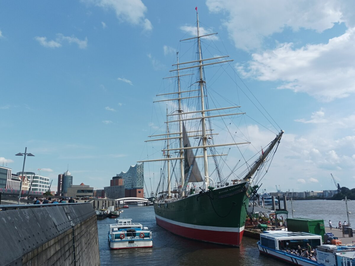 Museums Windjammer Rickmer Rickmers am 26.7.2021 im Hamburger Hafen 