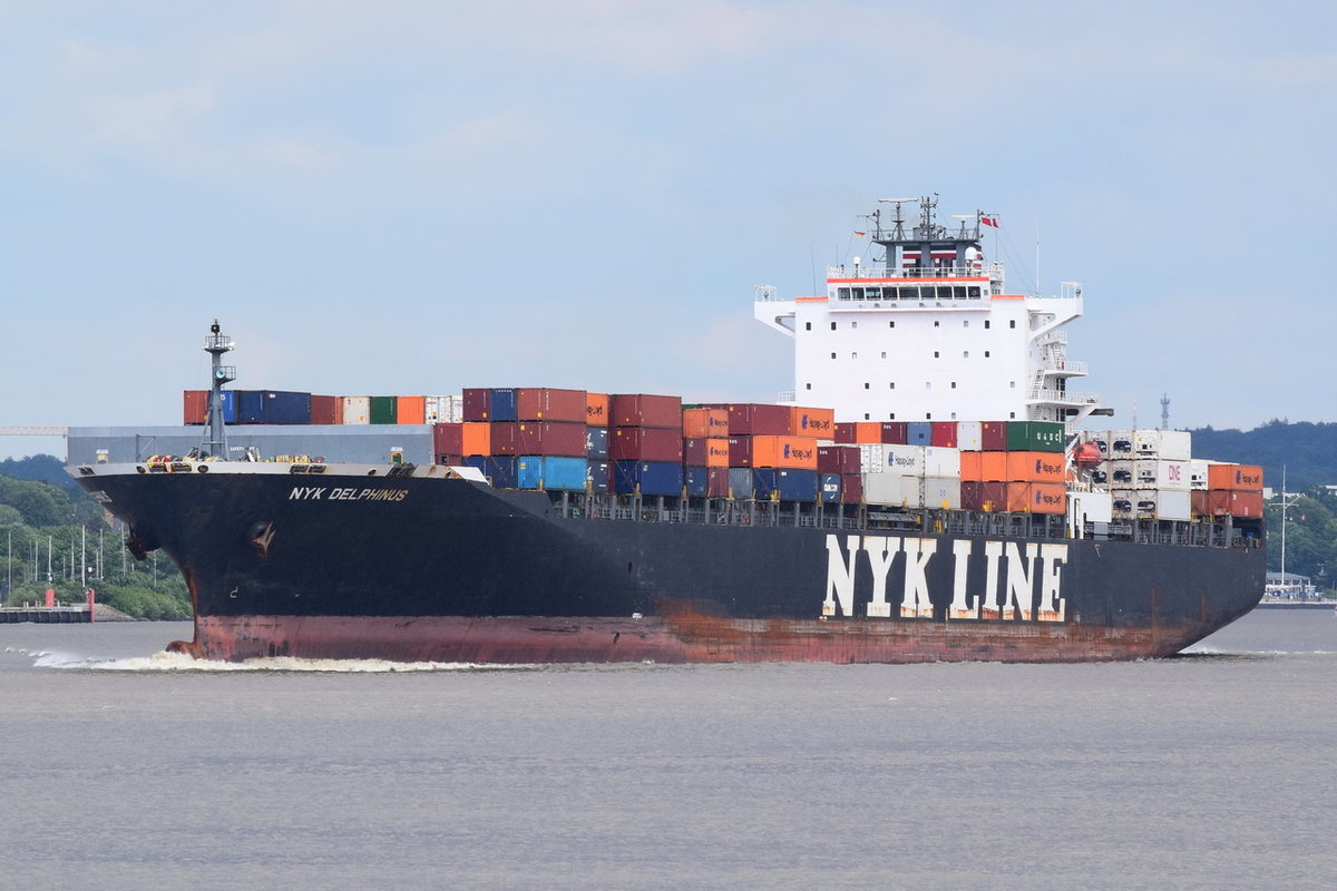 NYK DELPHINUS , Containerschiff , IMO 9337652 , 4888 TEU , Baujahr 2007 , 294.12 x 32.2 m , Grünendeich , 07.06.2020