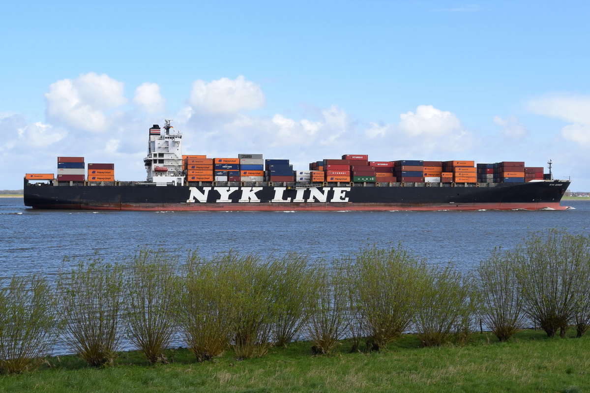 NYK DENEB , Containerschiff , IMO 9337676 , Baujahr 2007 , 4888 TEU , 286 x 32 m , 22.04.2017 Grünendeich