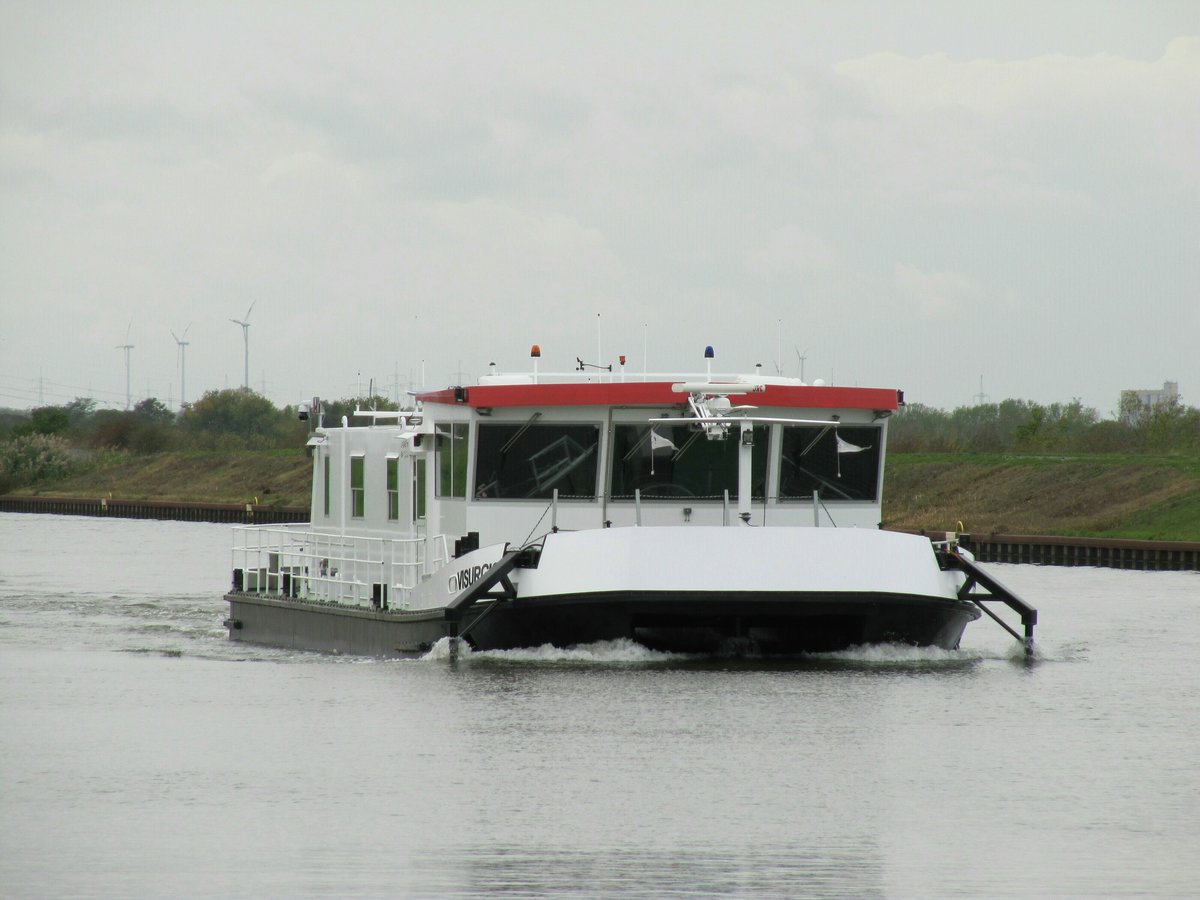 Peilschiff Visurgis (05041460 , 24,97 x 7,58m) am 09.10.2019 im Mittellandkanal (MLK) Höhe Wolmirstedt auf Bergfahrt.