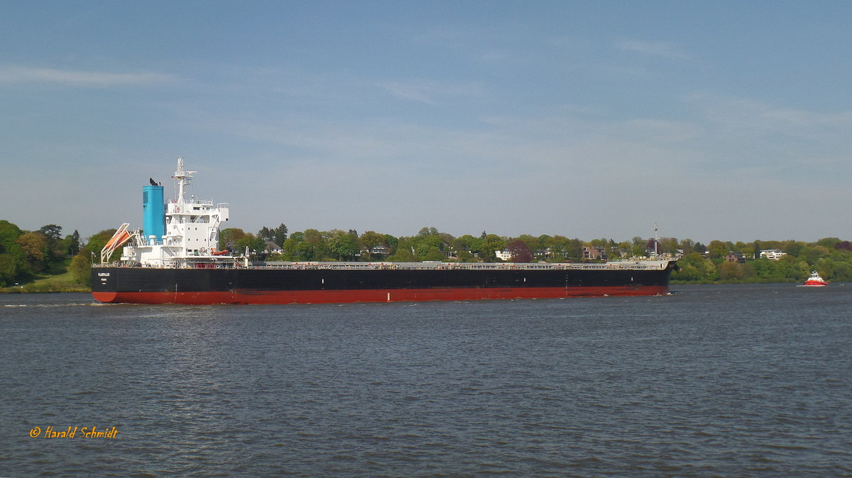 PLAINPALAIS (IMO 9739032) am 11.5.2017, Hamburg einlaufend, Elbe Höhe Finkenwerder /
Massengutfrachter (Bulker) / BRZ 43.037 / Lüa 229 m, B 32,26 m, Tg 14,43 m / 14,5 kn /gebaut 2015 bei Tadotsu SY CO, Japan / Eigner: Cypress Maritime SA , Manager: Wilhelmsen Shipmanagement Korea Ltd./ Flagge: Panama /
