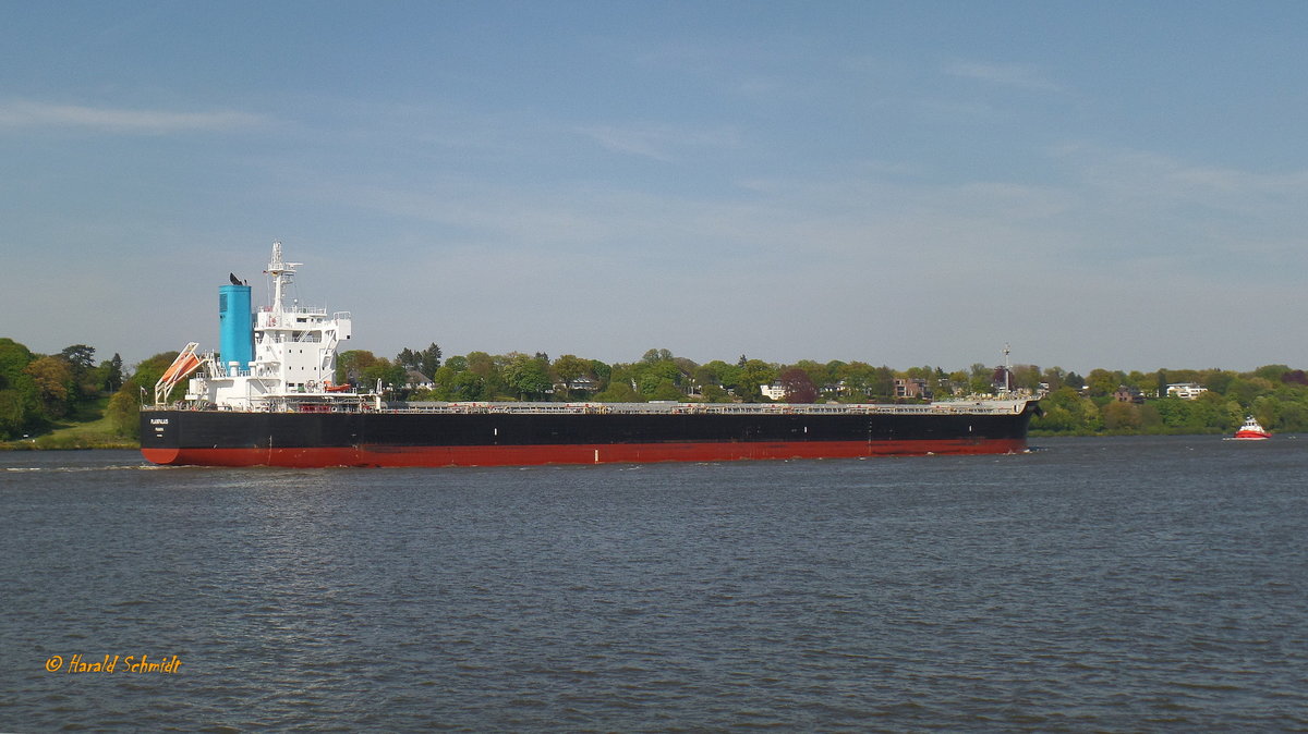 PLAINPALAIS (IMO 9739032) am 11.5.2017, Hamburg einlaufend, Elbe Höhe Finkenwerder /
Massengutfrachter (Bulker) / BRZ 43.037 / Lüa 229 m, B 32,26 m, Tg 14,43 m / 14,5 kn /gebaut 2015 bei Tadotsu SY CO, Japan / Eigner: Cypress Maritime SA , Manager: Wilhelmsen Shipmanagement Korea Ltd./ Flagge: Panama /
