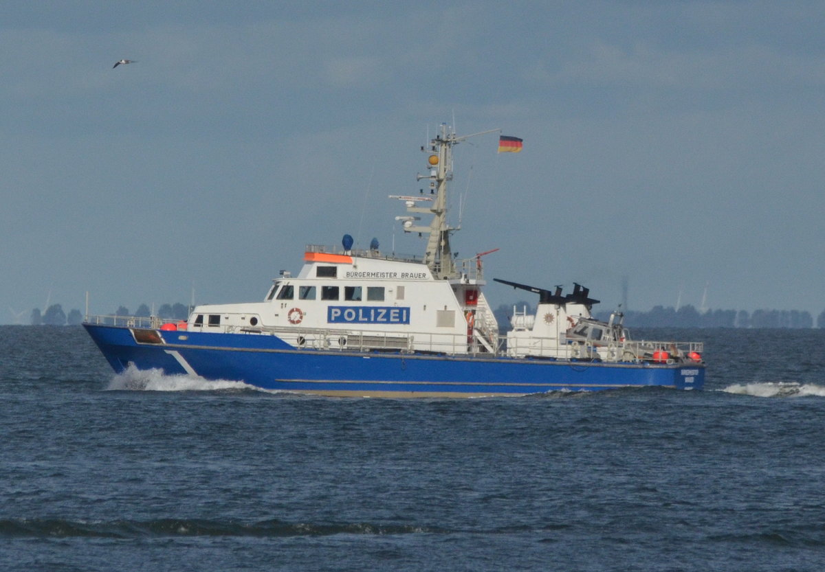 Polizei Küstenstreifenboot  Bürgermeister  Brauer. Am  26.09.2018. vor Cuxhaven. IMO: 9015955


