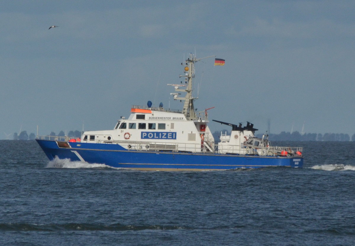 Polizei Küstenstreifenboot  Bürgermeister  Brauer. Am  26.09.2018. vor Cuxhaven. IMO: 9015955


