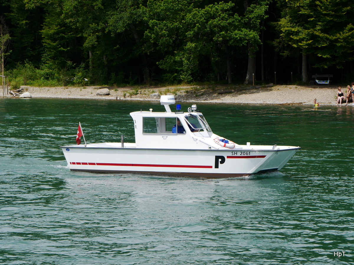 Polizei Schaffhausen auf Kontrollfahrt auf dem Rhein bei Diessenhofen am 12.07.2015