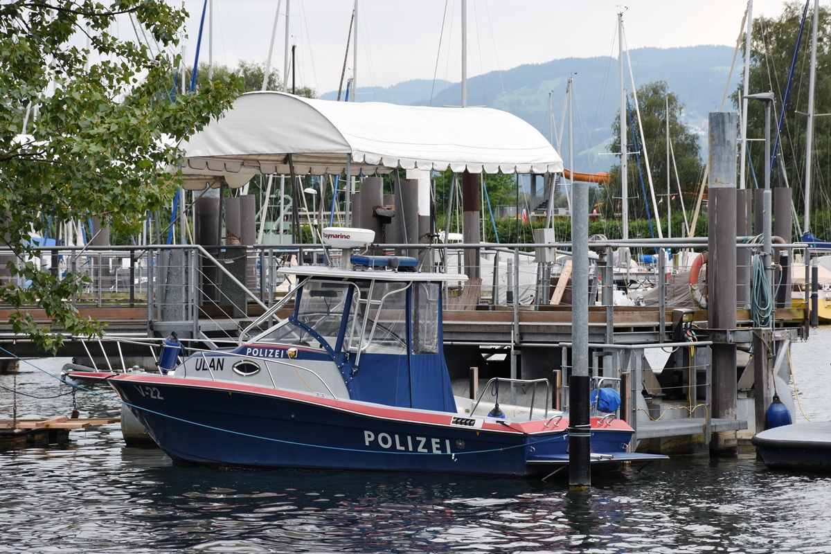 Polizeiboot V-22 ULAN in Hard, Dampferhafen (Bodensee, Vorarlberg) (2017-08-09)