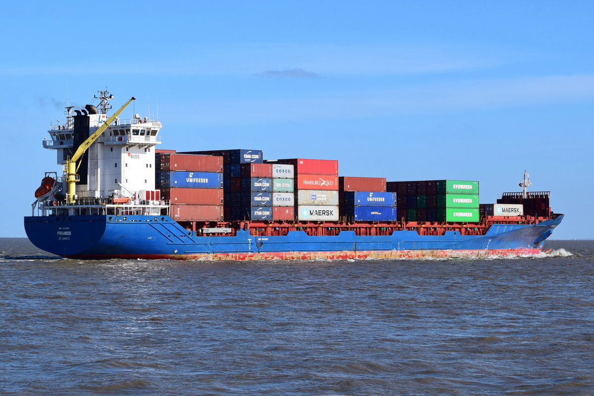 PRIAMOS , Feederschiff , IMO 9412531 , Baujahr 2011 , 157.71 x 23.54 m , 880 TEU , 14.03.2020 , Cuxhaven