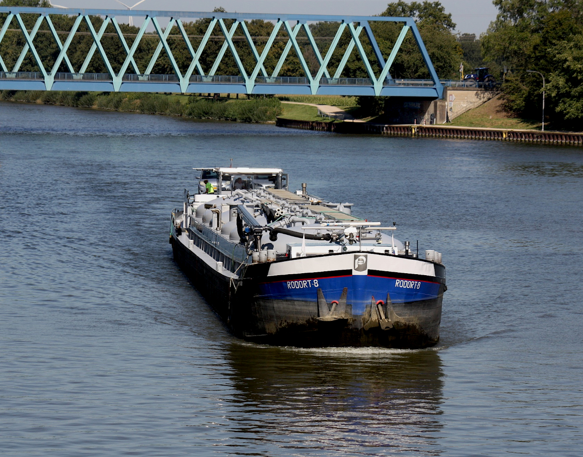 Pulvertanker TMS RODORT-8 ENI 02315694 L.67 m B.7,15 m T.690 Flagge Niederlande auf dem WDK am 28.08.2024 in Datteln.