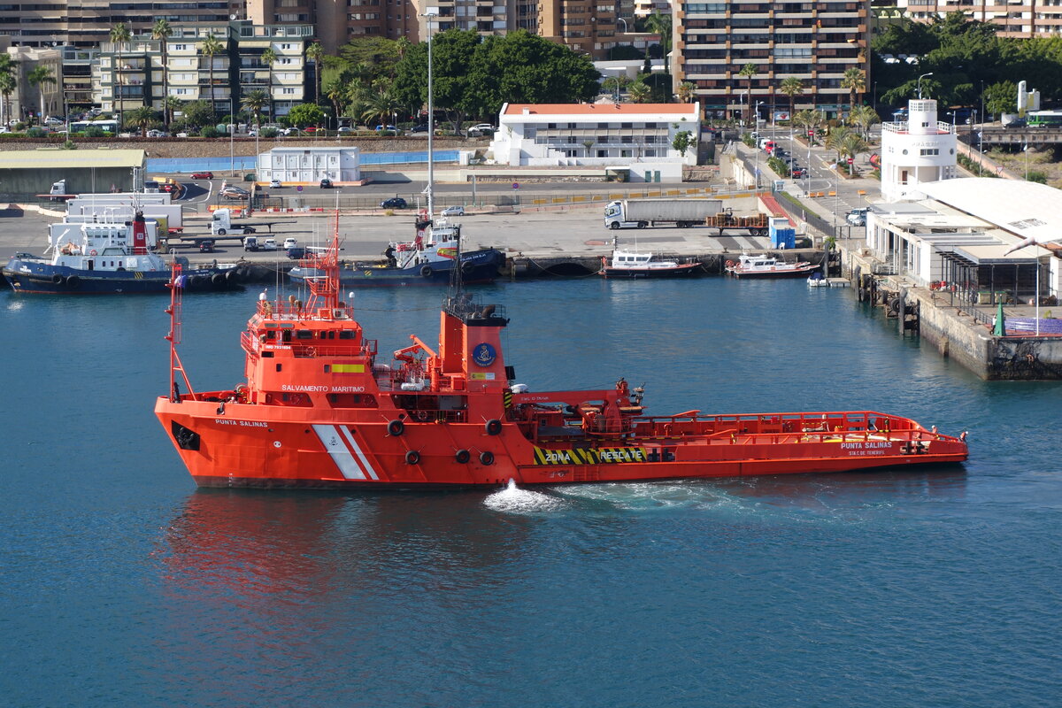 PUNTA SALINAS: Offshore Tug/Supply Ship, IMO 7931894
aufgenommen am 18.01.2019 im Hafen von SANTA CRUZ DE TENERIFE,Spanien