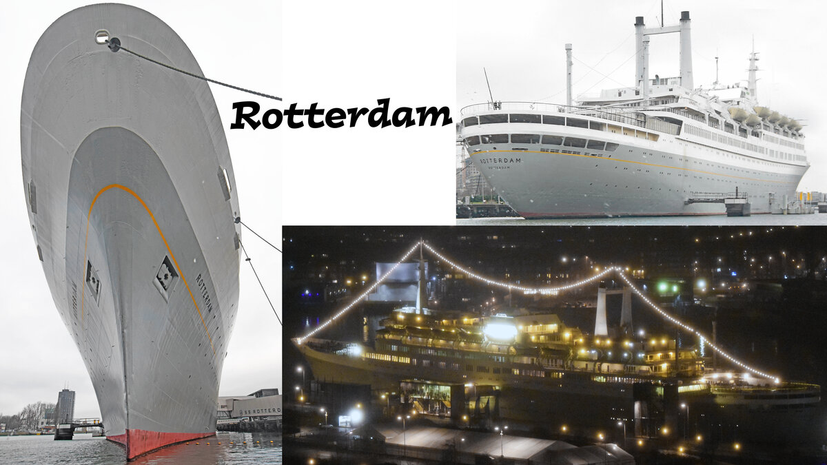 ROTTERDAM, ein ehemaliges niederländisches Passagierschiff, gebaut von der niederländischen Werft Rotterdamsche Droogdok Maatschappij, ist das größte jemals in den Niederlanden gebaute Passagierschiff. Heute dient es als Museums- und Hotelschiff. Aufnahmen vom 09.02.2022