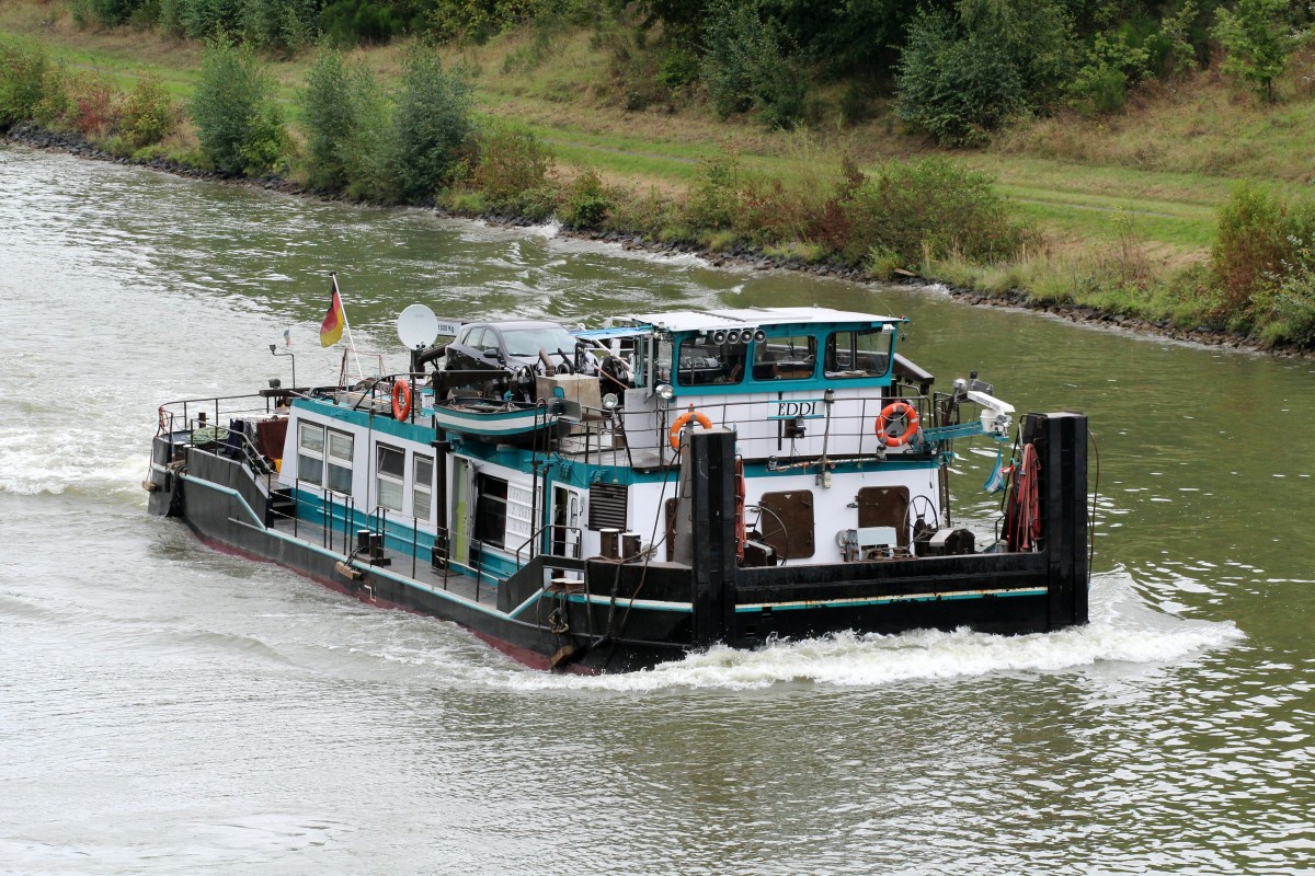 SB Eddi (05801380 , 25,65 x 8,18m) am 11.09.2014 im ESK vor der Schleusenanlage Uelzen zu Berg.