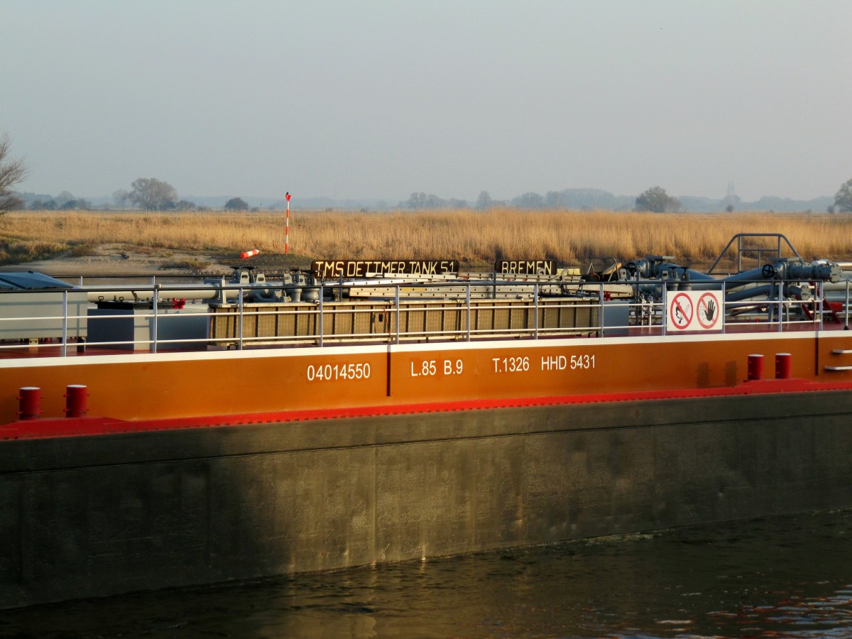 Schiffsdaten des TMS Dettmer Tank 51 (04014550) am 14.03.2014 in Tangermünde