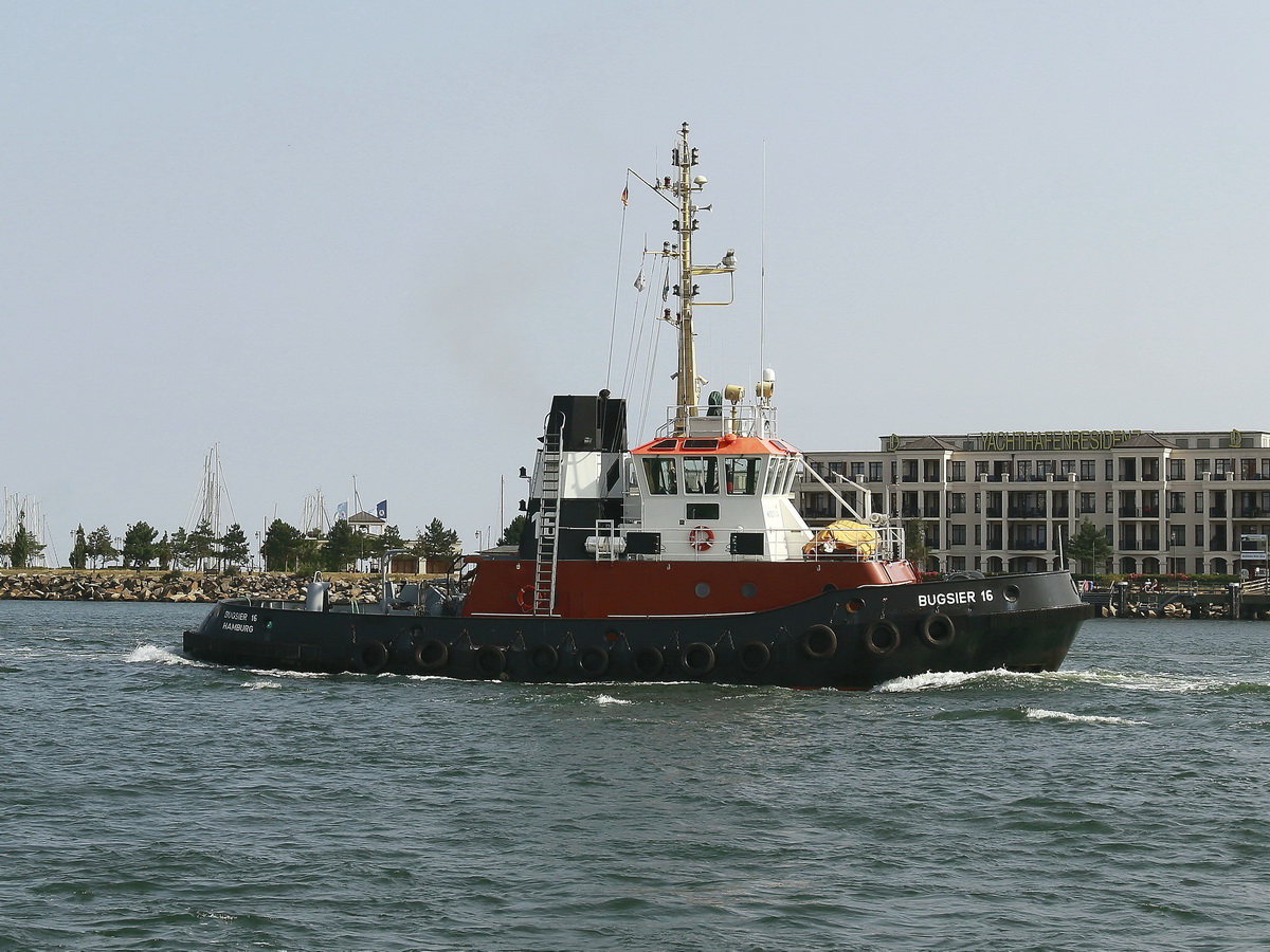 Schlepper Bugsier 16, IMO.9021124 in Rostock-Warnemünde am  29. August 2017