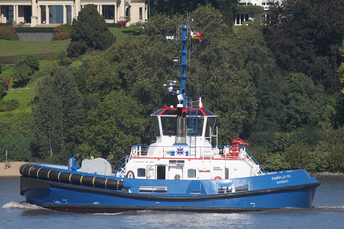 Schlepper FAIRPLAY-85 (IMO 9842932); Eigner/Betreiber: Fairplay; Datum: 22.09.2026; Aufnahmeort: Elbe/Hafen Hamburg, Deutschland.
