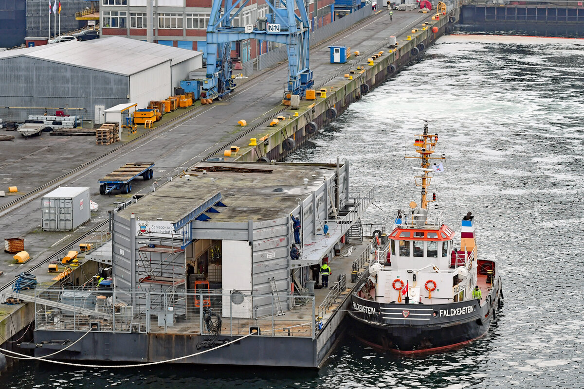 Schlepper FALCKENSTEIN (IMO 8917704) am 10.02.2023 im Hafen von Kiel