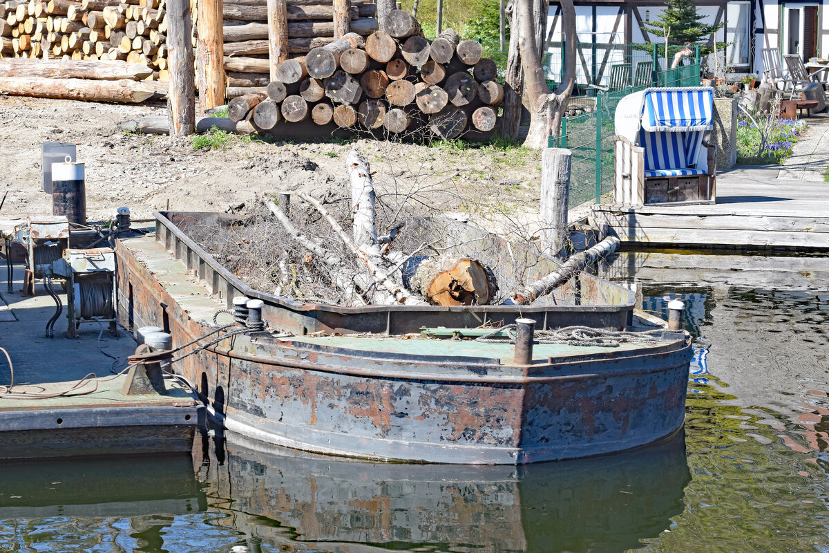 Schute am 17.04.2022 auf der Wakenitz unweit von Lübeck