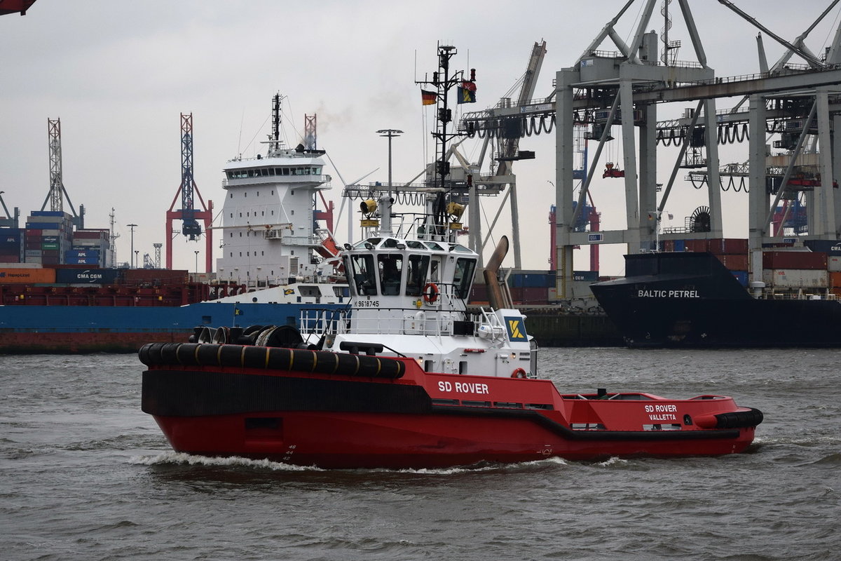 SD ROVER , Schlepper , IMO 9618745 , Baujahr 2012 , 28.67 × 10.13m , 15.03.2018 Hafen-Hamburg