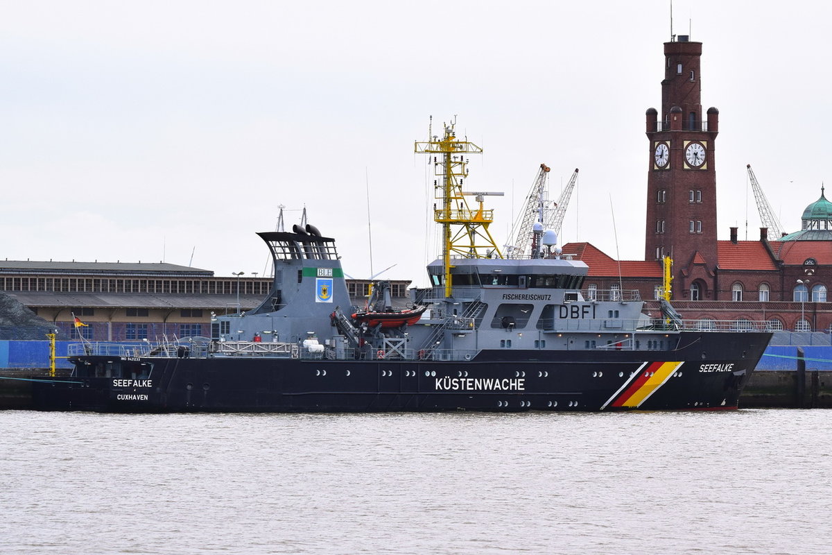 SEEFALKE , Fischereipatrouillenschiff , IMO 9421233 , Baujahr 2008 , 72.73 x 12.73 m , Hafen von Cuxhaven , 20.03.2020

 