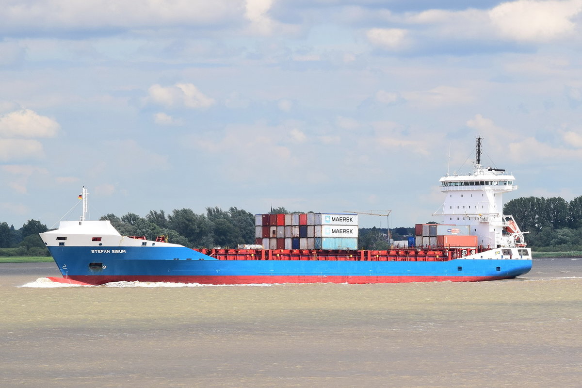 STEFAN SIBUM , Feederschiff , IMO 9461594 , Baujahr 2008 , 151.72 x 23.4 m , 1036 TEU , Grünendeich , 07.06.2020