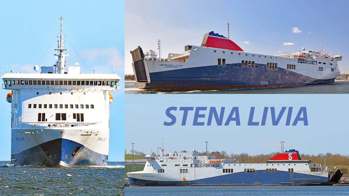 STENA LIVIA (IMO 9420423) am 23.04.2021 vor und in Lübeck-Travemünde. Erstanlauf des besagten Hafens.
Baujahr: 2008, Visentini-Werft, Italien, Länge: 186 m, Breite: 25,6 m, 
Tiefgang: 6,8 m, Geschwindigkeit: 23,5 Knoten, Frachtkapazität: 2.250 Lademeter (115 Trailer, Pkw-Kapazität: 200, Passagiere: 750, Kabinen: 103 (428 Betten) + 51 Ruhesessel.

Derzeit ist die STENA LIVIA noch im  Übergangs-Look  von Brittany Ferries zu Stena Line in Fahrt. Auf der linken Schornsteinseite ist sie aber schon als Stena-Schiff erkennbar.