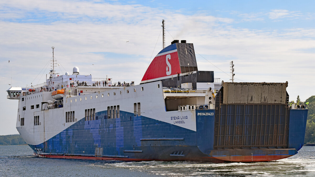 STENA LIVIA (Stena Line, IMO 9420423) am 29.07.2022 in Lübeck-Travemünde 