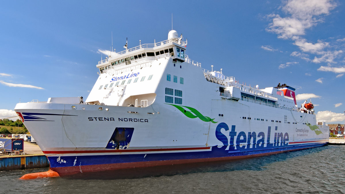 STENA NORDICA (IMO 9215505) am 30.6.2018 am Skandinavienkai in Lübeck-Travemünde liegend