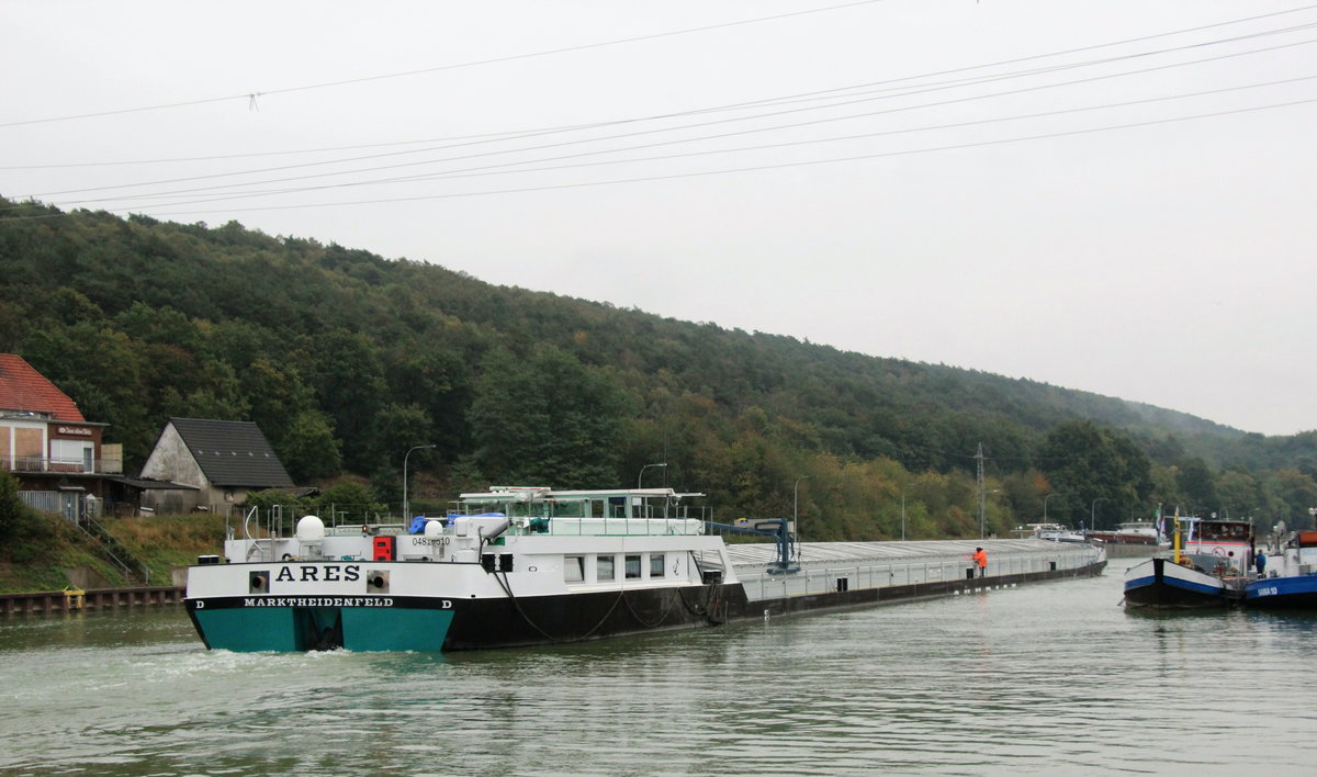 Sunrise-GMS ARES (04812510 , 99,88 x 11,44m) nach dem Bunkern in Bergeshövede im DORTMUND-EMS-KANAL zu Berg.