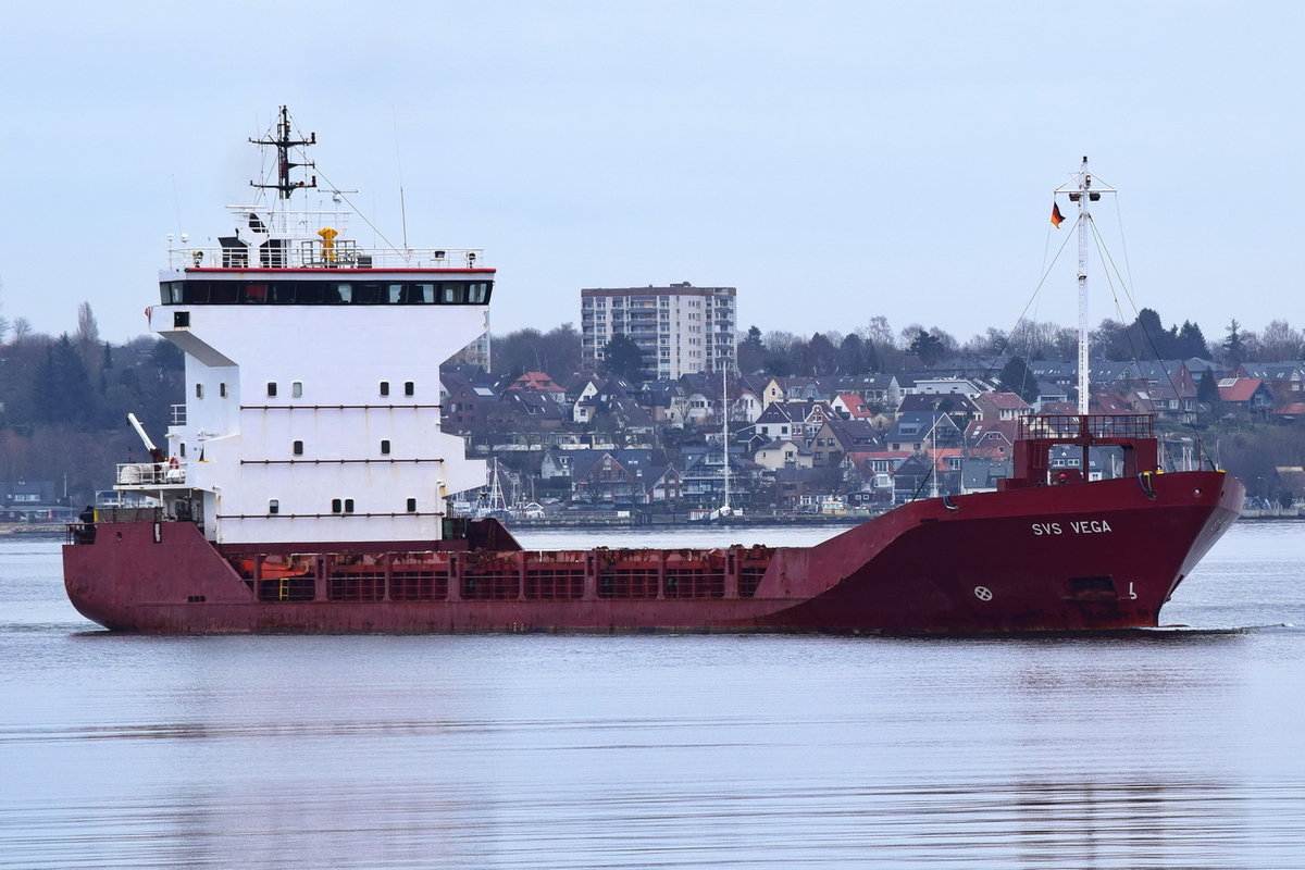 SVS VEGA , General Cargo , IMO 9103788 , Baujahr 1996 , 91 × 16m , auf der Kieler-Förde 17.02.2018 Richtung Schleuse Kiel-Holtenau