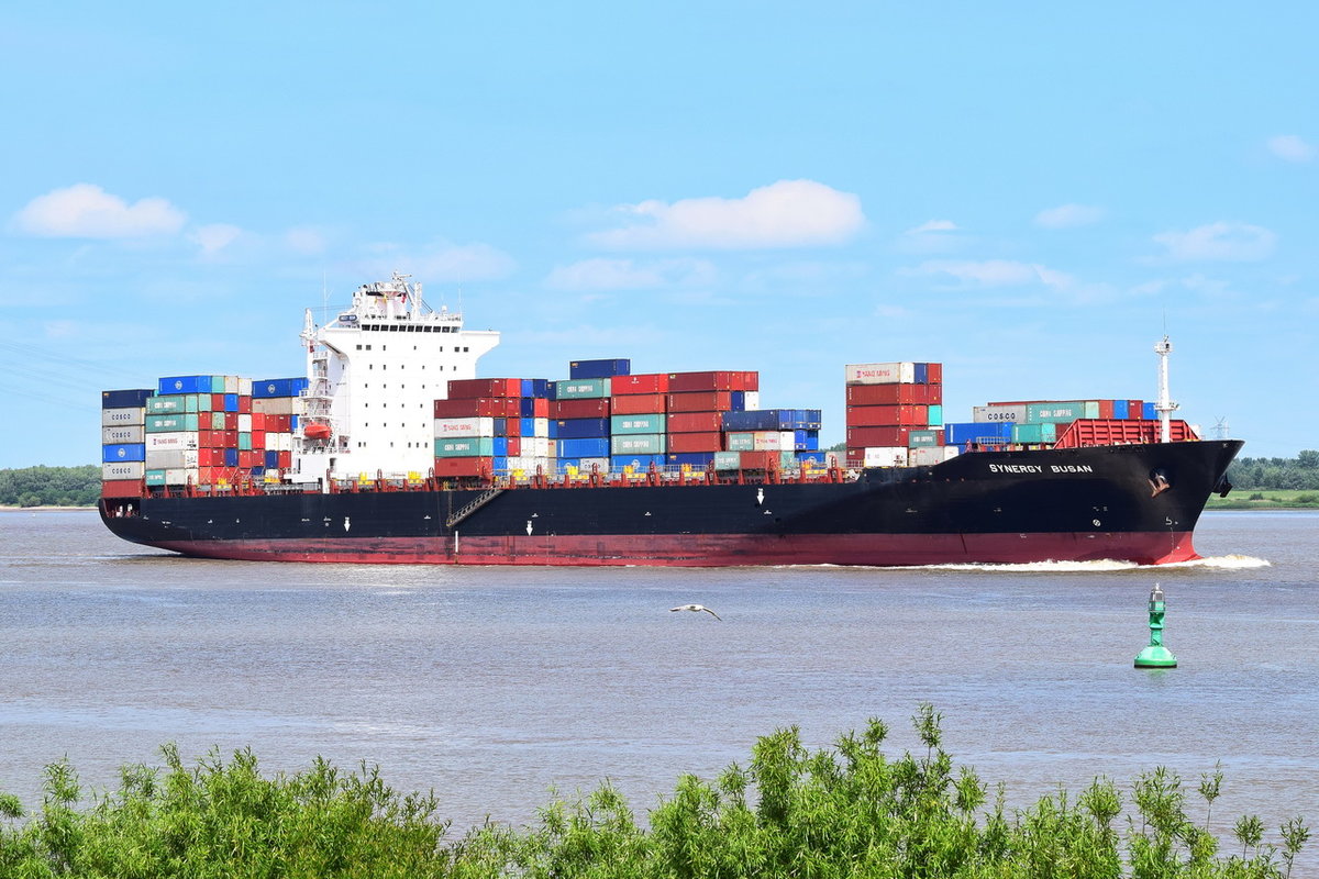 SYNERGY BUSAN , Containerschiff , IMO 9450571 , Baujahr 2009 , 260 x 32.3 m , 4253 TEU , 09.06.2020 , Grünendeich