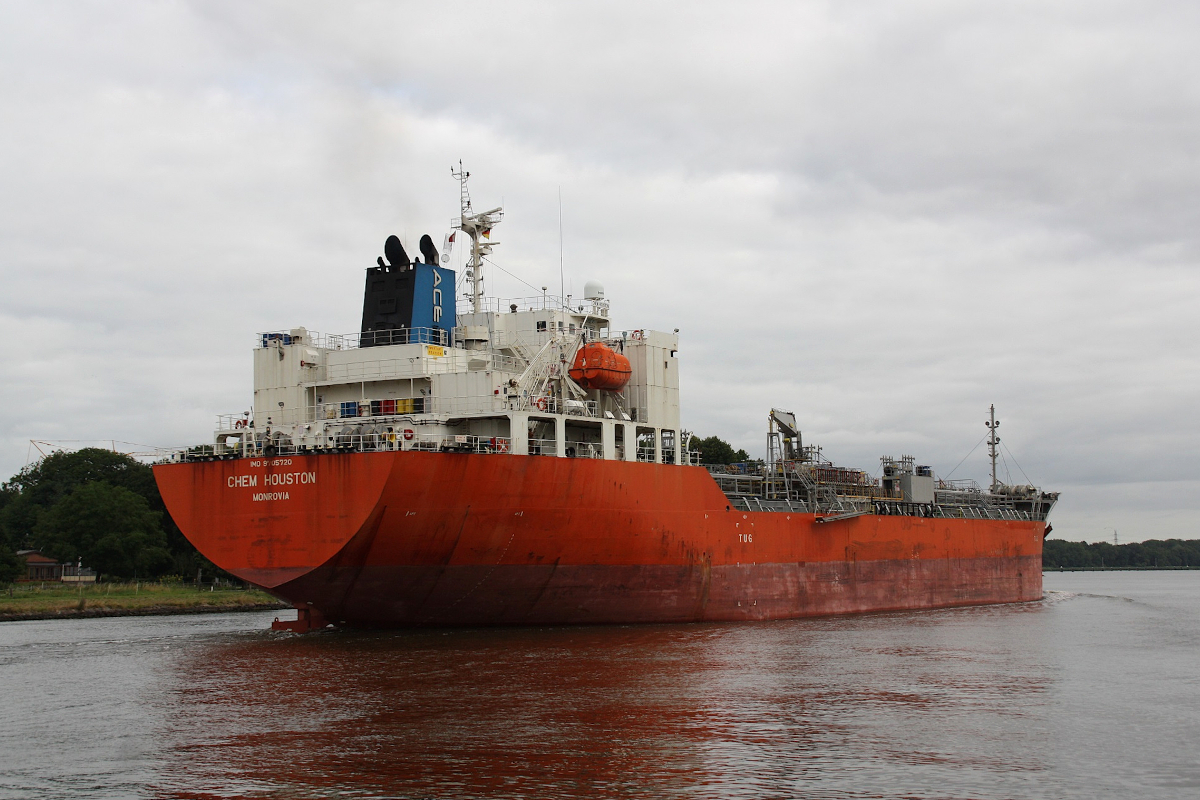 Tanker CHEM HOUSTON (IMO:9705720) Flagge Liberia im NOK bei Schach-Audorf am 28.07.2022